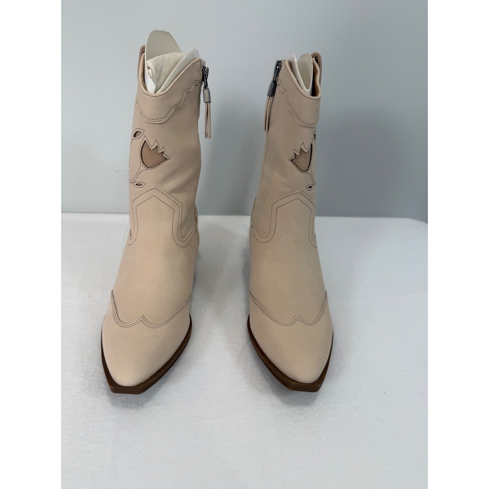 Sam & Libby Western Boots Womens 6 Cream Floral Cutout Boho Cowboy Festival Boot